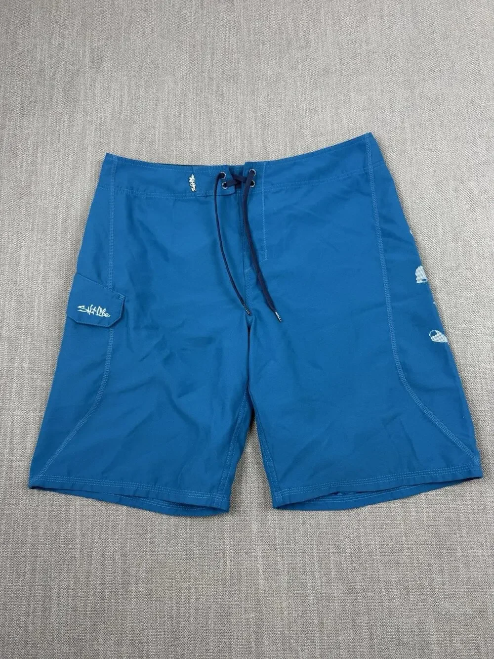 Salt Life Board Shorts Men’s XL Blue Skull Graphic Surf Swim Beach Trunks